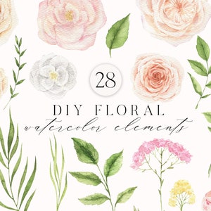 Aquarelle fleur peon rose feuille floral jardin éléments de bricolage mariage carte d'invitation logo clipart png