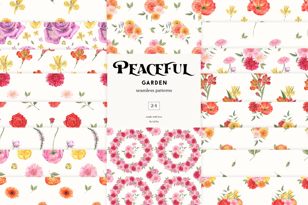 Watercolor Floral Digital Paper Pack Flowers Pattern Png Botanical ...