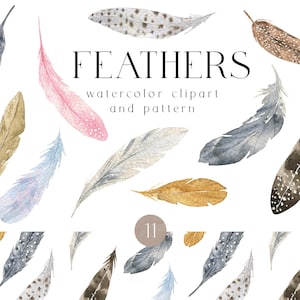 Aquarell Feder Boho Clipart Boho Federn Clip Art Nahtlose Muster Jpg Sublimation Png für Hochzeitseinladung Sofort-Download