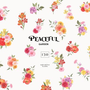 Bundle de cliparts aquarelle fleur - 130 bouquets de fleurs PNG cadres motifs couronnes - jardin lumineux Clipart pour la conception d'invitations de mariage