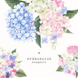 Hortensie Clipart Aquarell Blumenstrauß - Pastell Blumen, floral png, Hochzeitsblumen, botanische Kunst, romantische Clipart Blume png druckbare Kunst