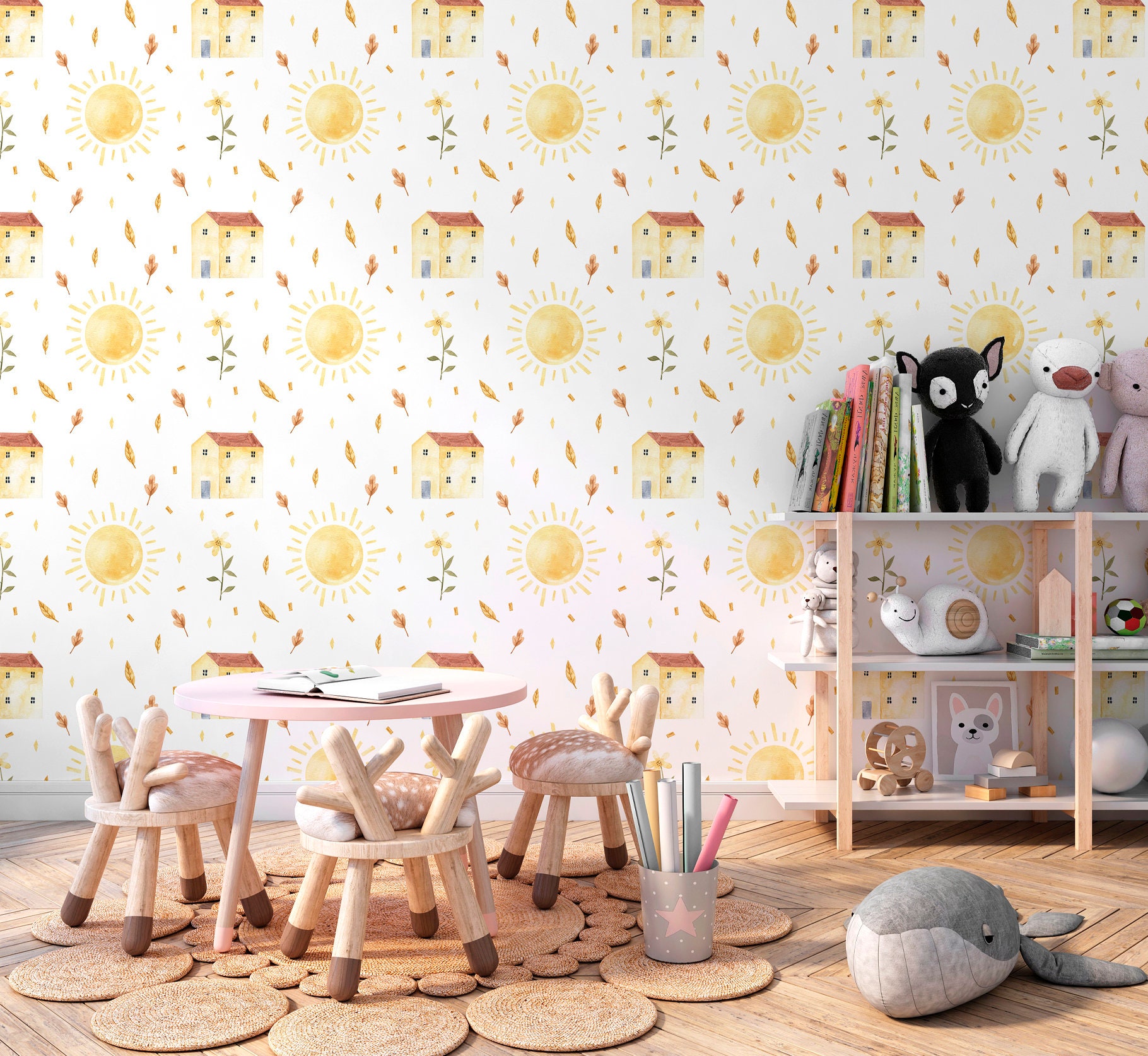 Watercolor Boho Nursery Clipart Rainbow Cute Animal Bear Bunny Woodland ...