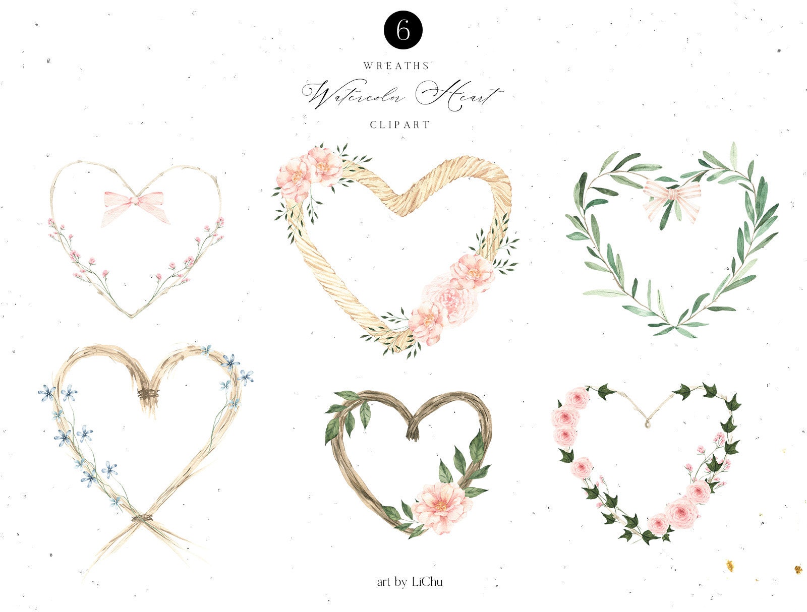 Watercolor Heart Wreath Wildflowers Floral Greenery Valentines Day ...