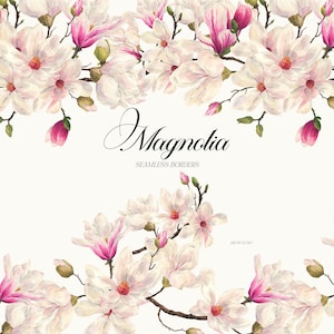 Bordure florale Clipart magnolia aquarelle bordures transparentes Arrangement printanier fleur rose flore délicate cadre faire-part de mariage png