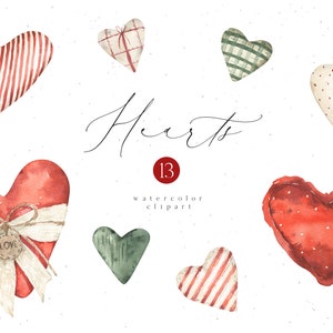 Watercolor Red Heart Cute Vintage Valentines Day Love brown beige green wedding clipart png