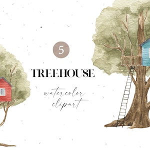 Casa sull'albero acquerello casa sull'albero bambini casa compleanno decorazione vivaio clipart png