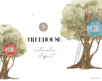 Treehouse watercolor tree house kids home Birthday decor Nursery clipart png