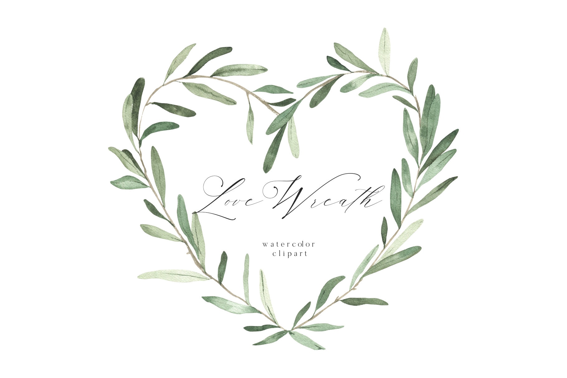 Watercolor Heart Wreath Greenery Floral Valentines Day | Etsy