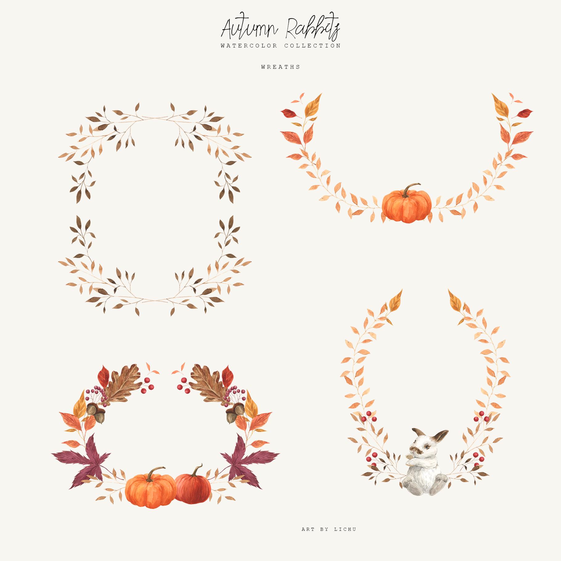 Autumn Watercolor Rabbit Autumn Rabbits Watercolor Clipart – Fall Woodland Animals PNG, Baby ...