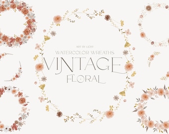 Watercolor boho wildflowers wreaths clipart dried flowers frame wedding card floral logo digital  paper sublimation clipart png