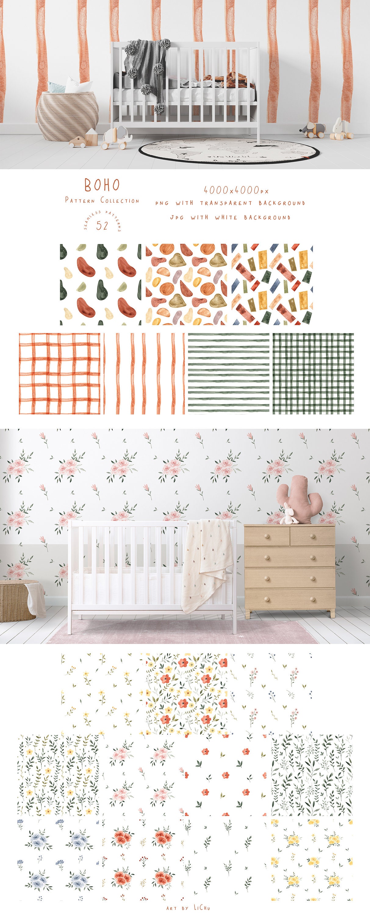 Watercolor Boho Nursery Clipart Rainbow Cute Animal Bear Bunny Woodland ...