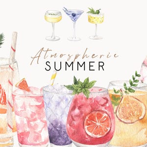 Watercolor Cocktail Clipart Tropical Drink Mix Juice Alcohol Aperol Gin Liquor Vodka Tequila Rum Bar Menu Logo Kitchen Sublimation  png