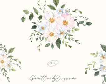 Watercolor Floral Clipart Flowers Wreaths Gentle Blossom - Arrangement PNG - Wedding Flowers - Summer Clipart - Wildflowers Bouquets