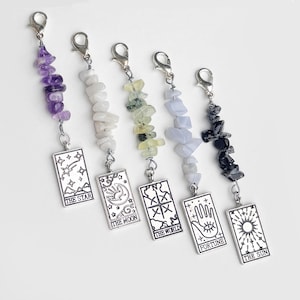 Colgantes de Tarot y Cristal - Piedra a elegir - Charm a elegir - Charms para bolso - 6 cm - Charm pequeño para bolso