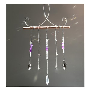 Custom Wind Chime With Working Bells. Decorations for Outdoors and Garden. Windchimes for Windows. Pagan Witch Crystal Sun catcher Decor