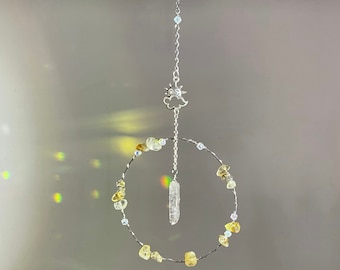 Sun Crystal Sun Catcher. Custom Crystal Suncatcher. Quartz Mobile