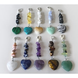 Clips de sac coeurs en cristal - Amour / Astrologie / Pierres / Cadeaux