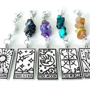 Tarot et tentures en cristal - Pierre au choix - Pendentif au choix - Charms de sac - 6 cm - Petit bijou de sac