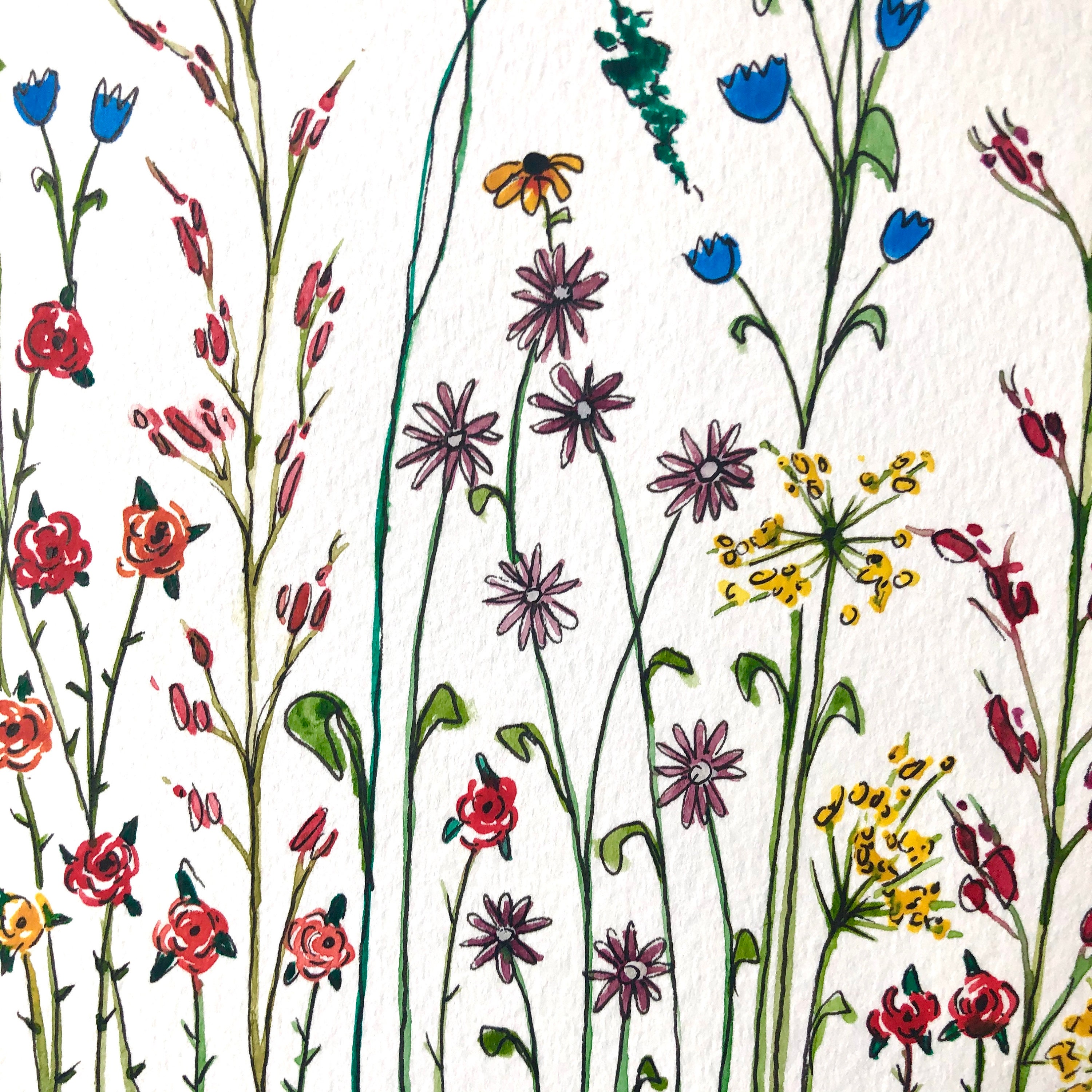 Original painting Watercolour wildflower meadow | Etsy