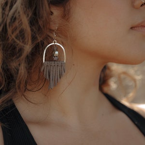 Amethyst and Skull Fringe Earrings