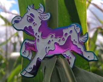 Rainbow enamel cow pin