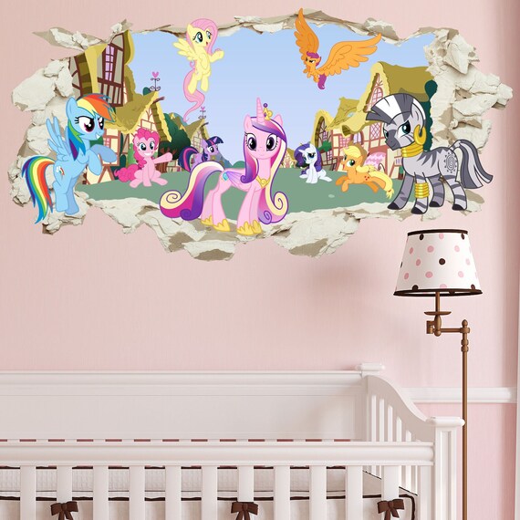My Little Pony Smashed Wall Crack Kids Boy Girls Bedroom Vinyl Decal Wall Sticker Gift New Art Home Decor Gift