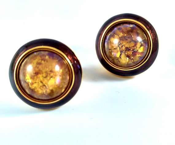 Joan Rivers Earrings, Opalescent Moon Stone, Vinta