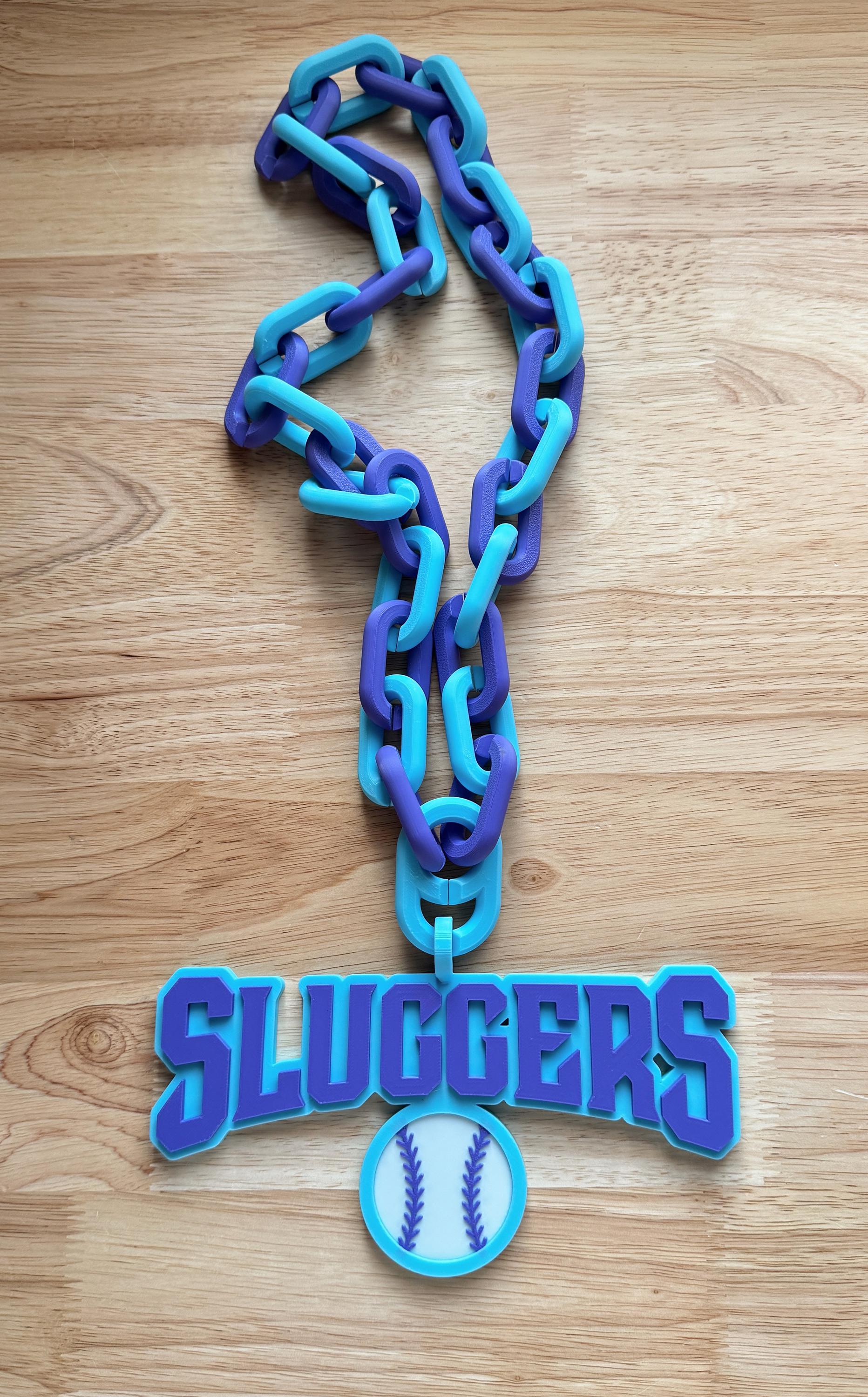 Custom 3D Printed Oversized Sports Fan Chains. Baseball