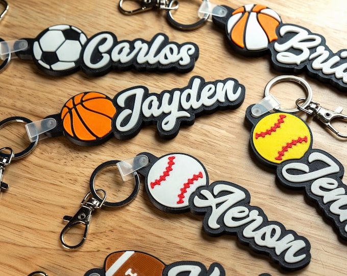 Custom Baseball Bag Tags for keychain charm | Softball, Football, Basketball, Soccer, Volleyball, Gymnasitcs, Golf