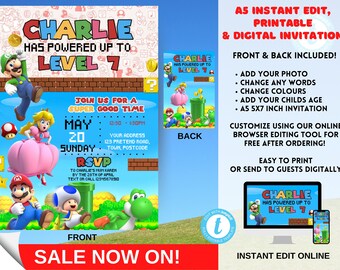 Super Mario Bros Invitation Etsy France