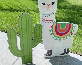 Llama Cactus Standee Props Party Decorations