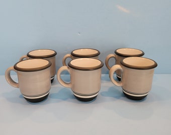 Vintage Dansk coffee mugs Stacking Stripe dove gray