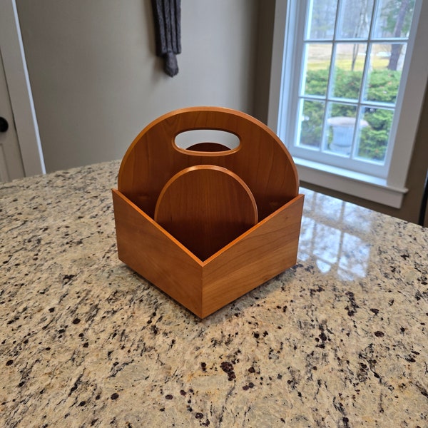 Vintage swivel desk caddy in maple wood Levenger quality