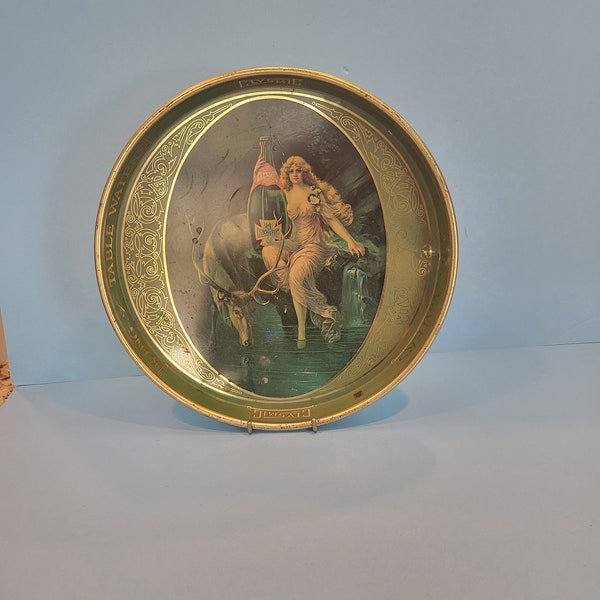 Vintage Clysmic serving tray Nude lady with Elk