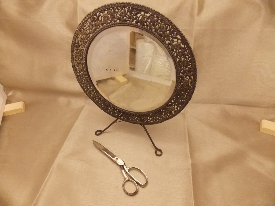 Antique table top mirror on stand free standing mirror Etsy