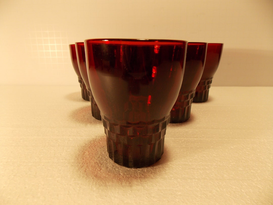 Ruby Red Juice Glasses, Set of Six Windsor Pattern Etsy