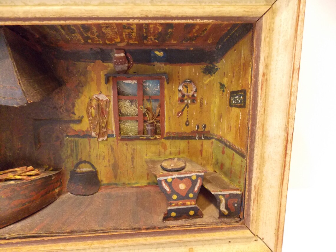 Vintage German shadow box set of two 3D dioramas Etsy