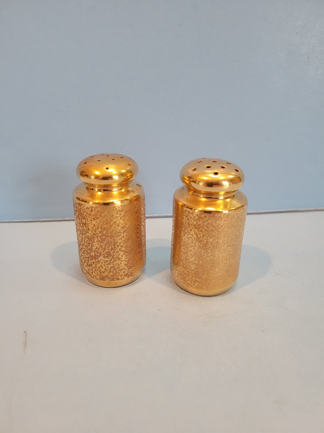 Vintage Pickard Salt and Pepper Shakers Gold Encrusted Etsy