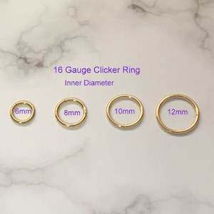 16G 18G 20G Tiny Clicker Cartilage Hoop,Small Nose Hoop,6mm Clicker Hoop,Tragus Hoop,Forward Helix Hoop,Conch Clicker ring,Septum,Daith Hoop