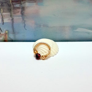CYBER SALE Natural Garnet Helix Hoop 18G 20G 22G 316L Surgical Steel Gold Rose Gold Silver 6/8/10mm Hoop Cartilage Hypoallergenic Ring