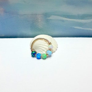 Fire Opal 22G 20G  Gold 316L Surgical Steel 8/10mm Seamless  Silver Cartilage Helix Daith Septum Nose Conch Hoop Hypoallergenic-Jewelry 2019