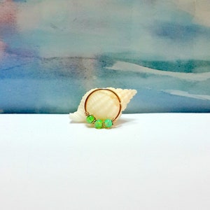 22G 20G Três Opala Verde 2mm Ouro Amarelo Aço Inoxidável 8/10mm Aro Contínuo Sem Costura Cartilagem Hélice Concha Hipoalergênico Anel de Lobo de Nariz