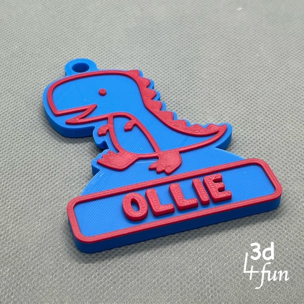 Character Name Tag / School Bag Tag - Dinosaur (Personalised)