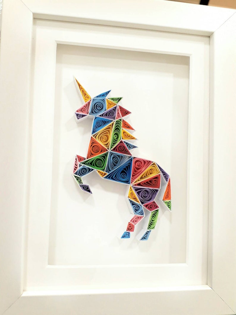 cute geometric unicorn paper quilling art etsy
