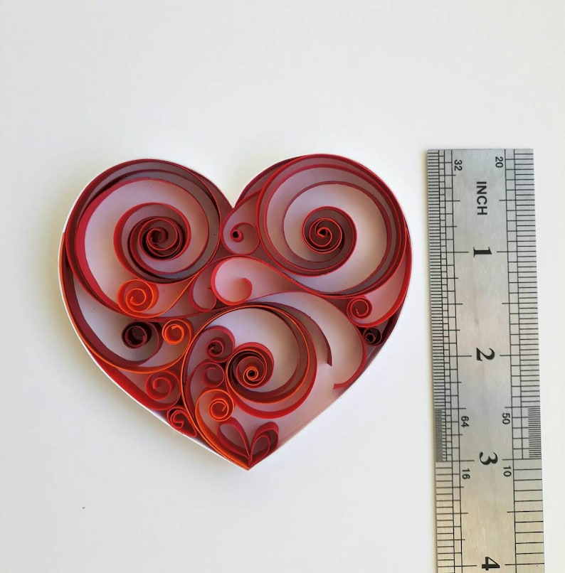 Red Heart Paper Quilling Art Etsy