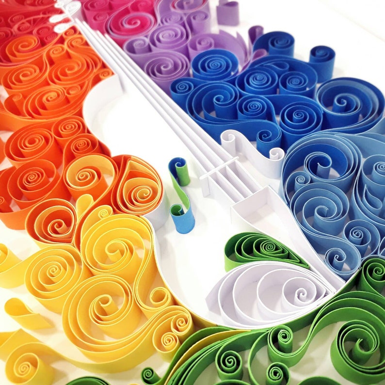 Multicolored violin quilling paper art Etsy