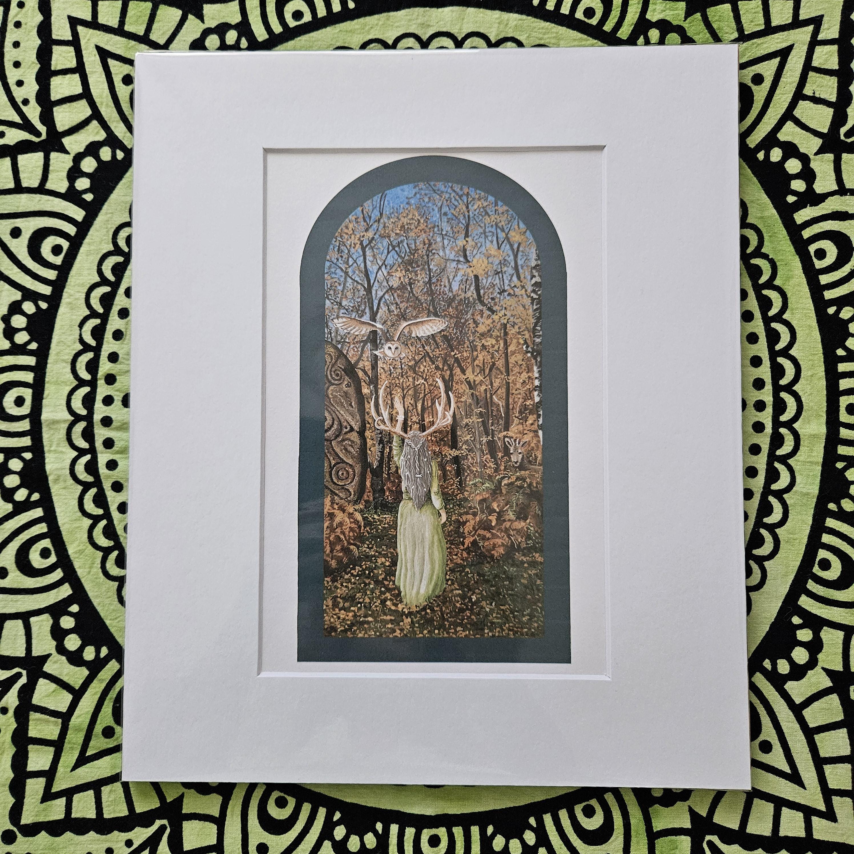 Goddess and Owl Art Print: Celtic Mythology, Pagan Home Decor