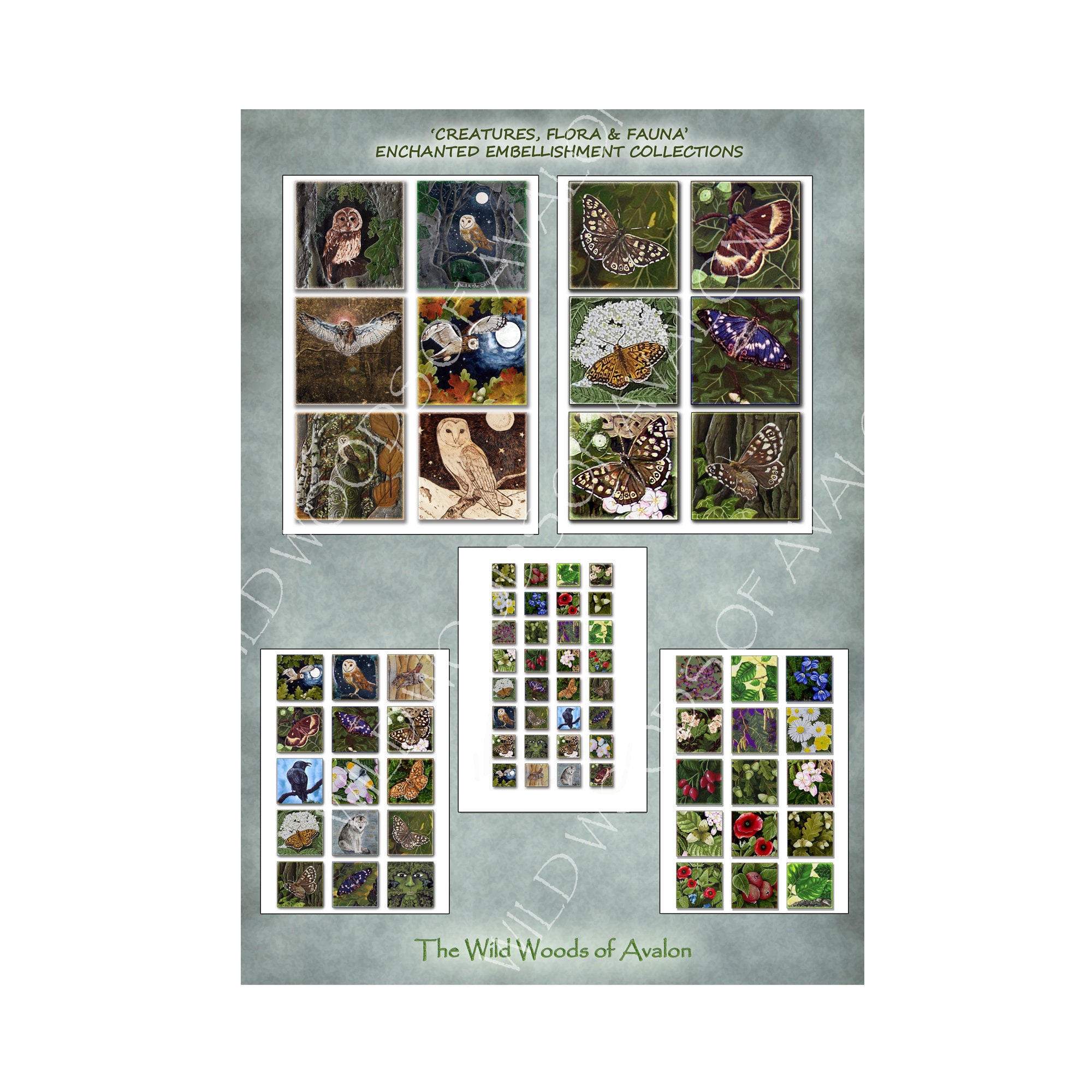 Woodland Owls and Butterflies Embellishment Collection (Digital Download)