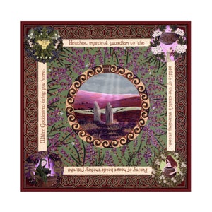 WENSKAART - Notitiekaart, Heather/Ur Mandala - Pagan, Ogham, Maiden Mother Crone, Greenman, Triple Goddess, Wicca, Druïde