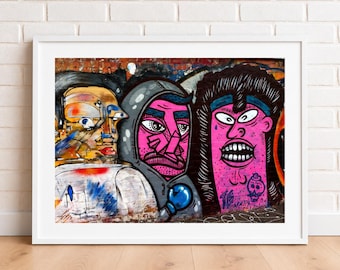 Melbourne Street Art Photography Print, Graffiti Wall Art, Urban Australia Photo, A4 A3 A2 Print or Framed, Black White Frame